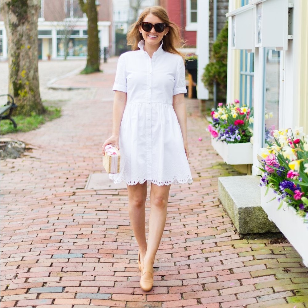 Kate Spade NY White Broome Street Cutwork Denim Dress